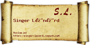 Singer Lénárd névjegykártya